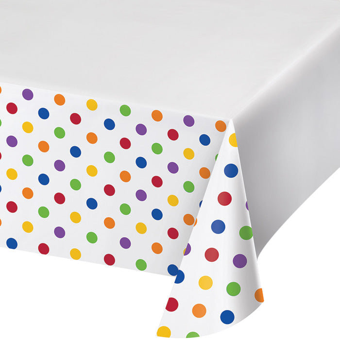 12 pc Bulk Multicolor Polka Dots and Stripes Plastic Tablecloths