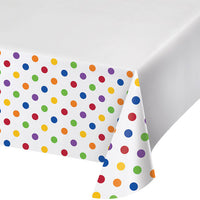 12 pc Bulk Multicolor Polka Dots and Stripes Plastic Tablecloths