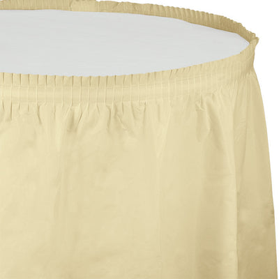 6 pc Bulk Ivory Plastic Tableskirt 29 inch x 14 ft