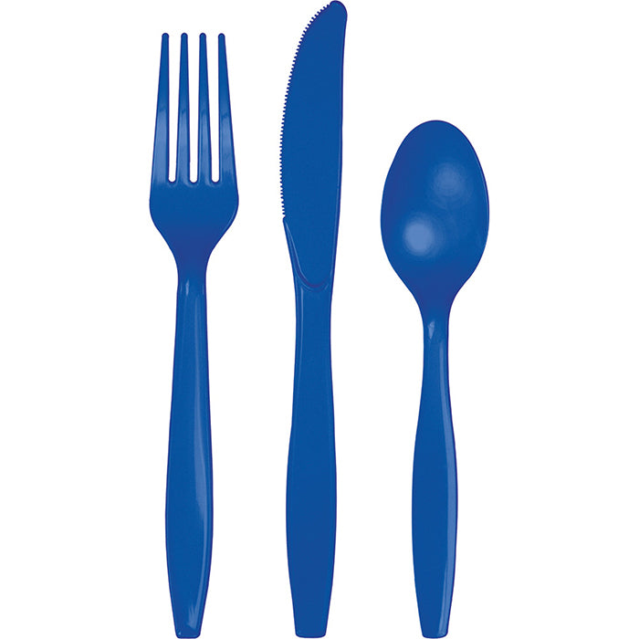 216 pc Bulk Cobalt Blue Value Friendly Assorted Plastic Cutlery