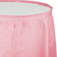 6 pc Bulk Classic Pink Plastic Tableskirt 29 inch x 14 ft