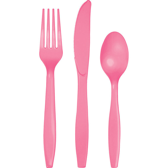 216 pc Bulk Candy Pink Value Friendly Assorted Plastic Cutlery