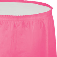 6 pc Bulk Candy Pink Plastic Tableskirt 29 inch x 14 ft