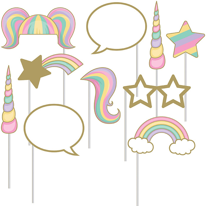 60 pc Bulk Sparkle Unicorn Photo Booth Props