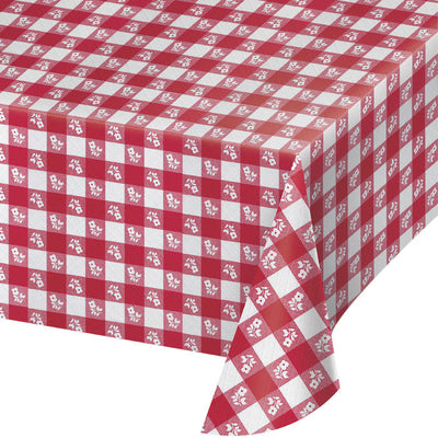 12 pc Bulk Red Gingham 54" x 108" Plastic Table Covers