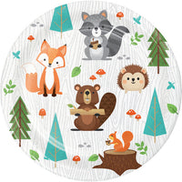 96 pc Bulk Wild One Woodland Animals Dessert Plates