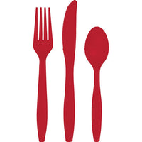 216 pc Bulk Classic Red Value Friendly Assorted Plastic Cutlery