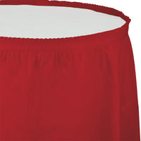 6 pc Bulk Classic Red Plastic Tableskirt 29 inch x 14 ft