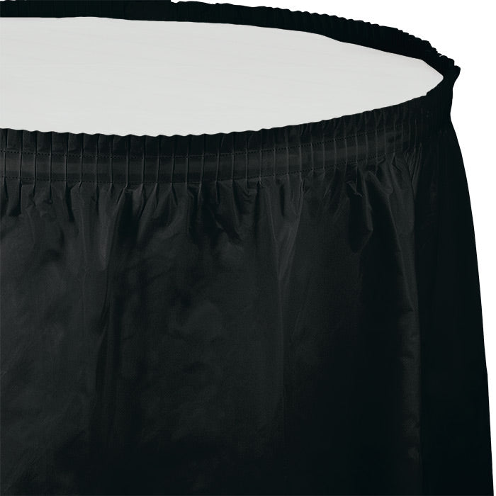 6 pc Bulk Black Velvet Plastic Tableskirt 29 inch x 14 ft