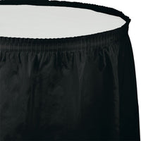 6 pc Bulk Black Velvet Plastic Tableskirt 29 inch x 14 ft