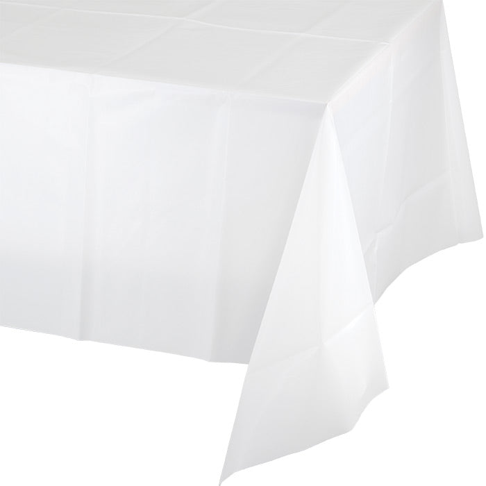 12 pc Bulk White Plastic Table Covers 54 inch x 108 inch