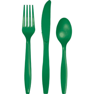 288 pc Bulk Emerald Green Assorted Plastic Cutlery