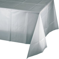 12 pc Bulk Shimmering Silver Plastic Table Covers 54 inch x 108 inch