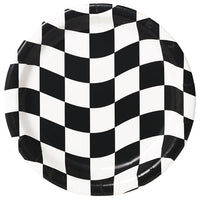 96 pc Bulk Black and White Check Dessert Plates