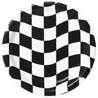 96 pc Bulk Black and White Check Dinner Plates