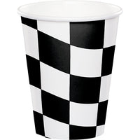 96 pc Bulk Black and White Check 9 oz Cups