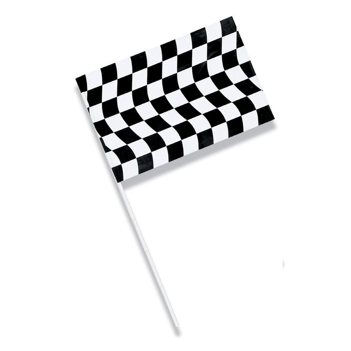 12 pc Bulk Black and White Check Plastic Flags 23" x 36"