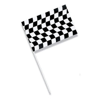12 pc Bulk Black and White Check Plastic Flags 23