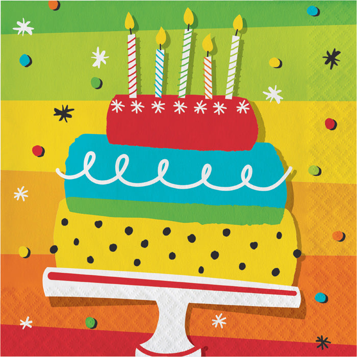 192 pc Bulk Rainbow Cake Luncheon Napkins