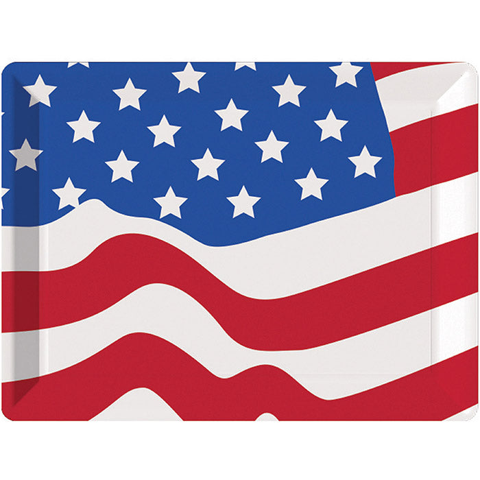 12 pc Bulk Patriotic Plastic Flag Tray