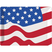 12 pc Bulk Patriotic Plastic Flag Tray