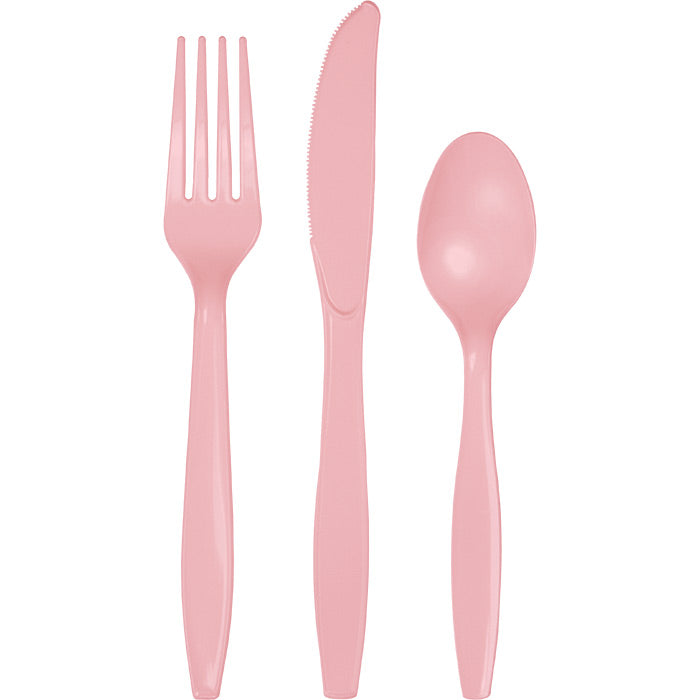 288 pc Bulk Classic Pink Assorted Plastic Cutlery