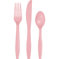 288 pc Bulk Classic Pink Assorted Plastic Cutlery