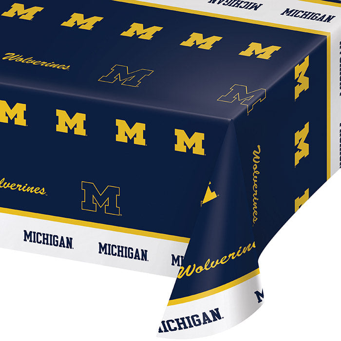 12 pc Bulk University of Michigan Plastic Table Covers