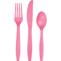 288 pc Bulk Candy Pink Assorted Plastic Cutlery