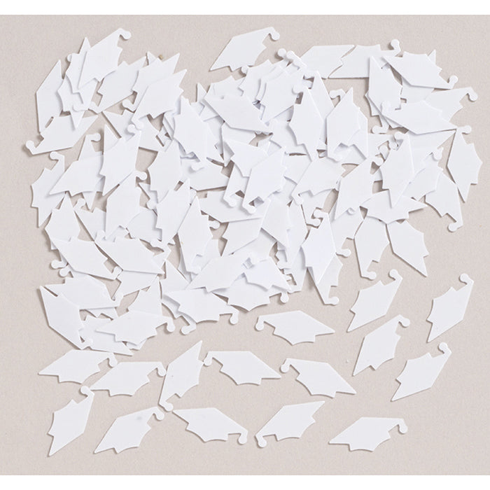 12 pc Bulk Graduation Mortarboard Confetti White