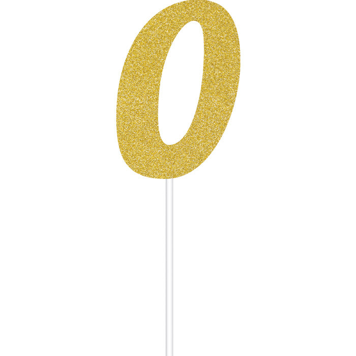 12 pc Bulk Gold Glitter #0 Cake Toppers