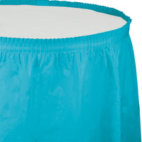 6 pc Bulk Bermuda Blue Plastic Tableskirt 29 inch x 14 ft