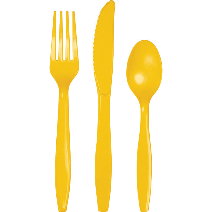 288 pc Bulk School Bus Yellow Assorted Plastic Cutlery