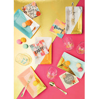 288ct Bulk Brush Strokes Oh Happy Day Beverage Napkins