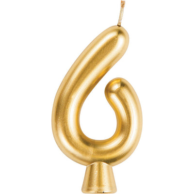 12 pc Bulk Gold Number 6 Candles