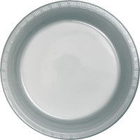240 pc Bulk Shimmering Silver 6.75 inch Plastic Dessert Plates