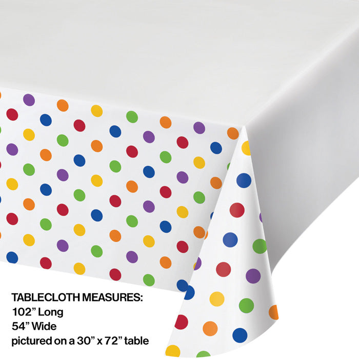 Multicolor Polka Dots and Stripes Plastic Tablecloths (Case of 12) by Creative Converting