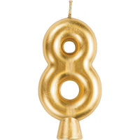 12 pc Bulk Gold Number 8 Candles