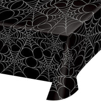 12 pc Bulk Silver Webs Plastic Table Cover