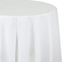 12 pc Bulk White Round Plastic 82 inch Table Covers