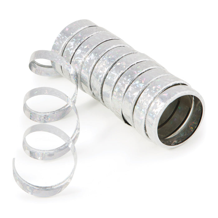 6 pc Bulk Silver Holographic Serpentine Streamers