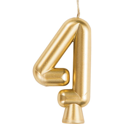 12 pc Bulk Gold Number 4 Candles