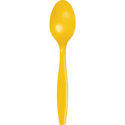 288 pc Bulk School Bus Yellow Plastic Spoons