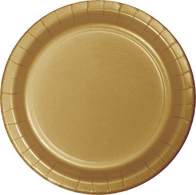 240 pc Bulk Glittering Gold Paper 6.75 inch Dessert Plates