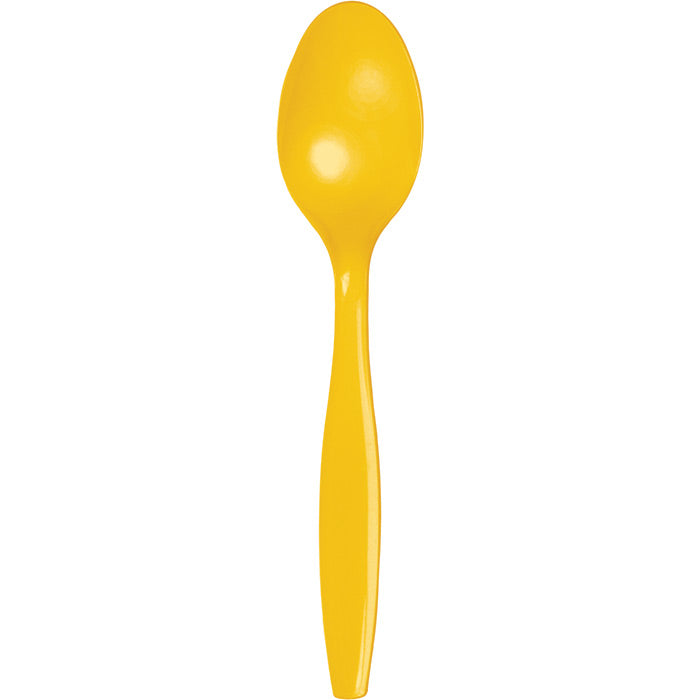 600 pc Bulk School Bus Yellow Plastic Spoons
