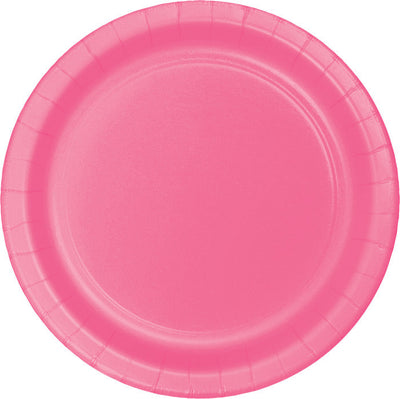 240 pc Bulk Candy Pink Paper 6.75 inch Dessert Plates