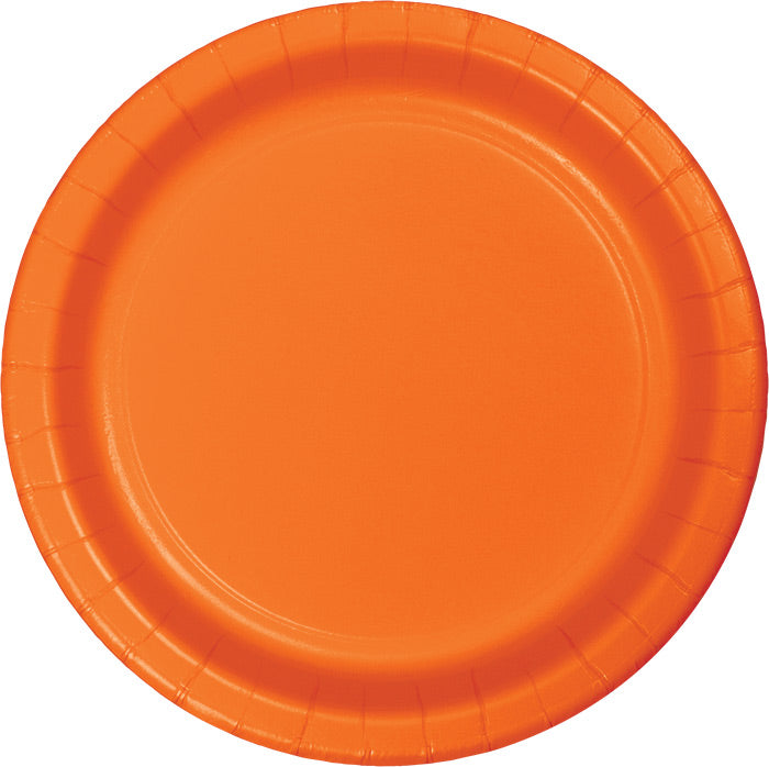 240 pc Bulk Sunkissed Orange Paper 6.75 inch Dessert Plates