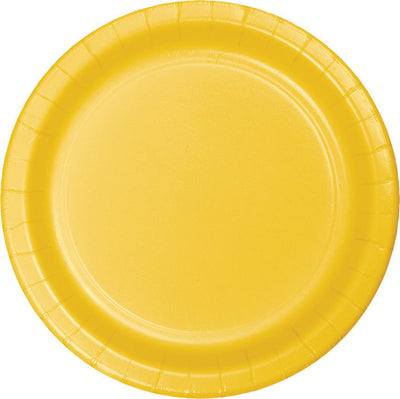 240 pc Bulk School Bus Yellow Paper 6.75 inch Dessert Plates