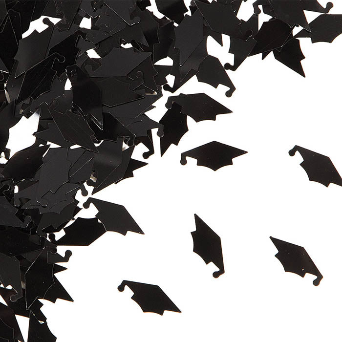 12 pc Bulk Graduation Mortarboard Confetti Black