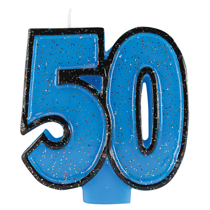 6 pc Bulk 50th Birthday Glitter Candles